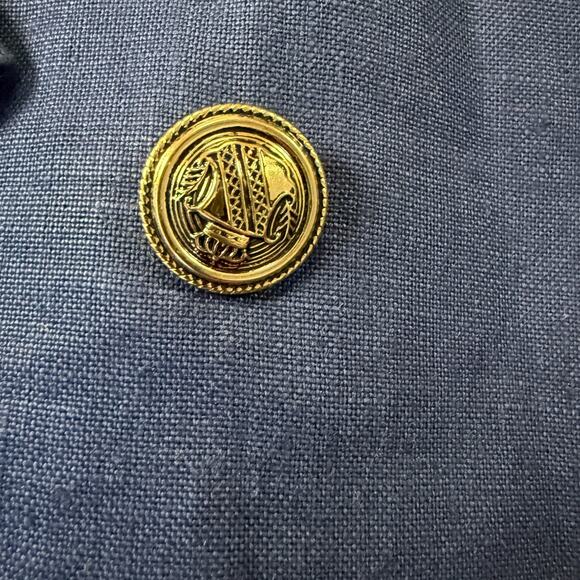 Harris Wallace Navy Blue Blazer Women’s Size 8 Double Breasted Crest Buttons - Picture 9 of 10